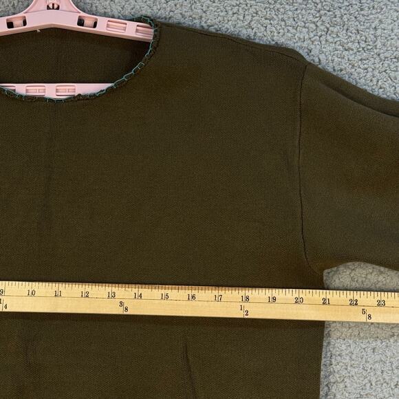 Dark Olive Green Crewneck Pullover Sweater Womens Med - Picture 6 of 9